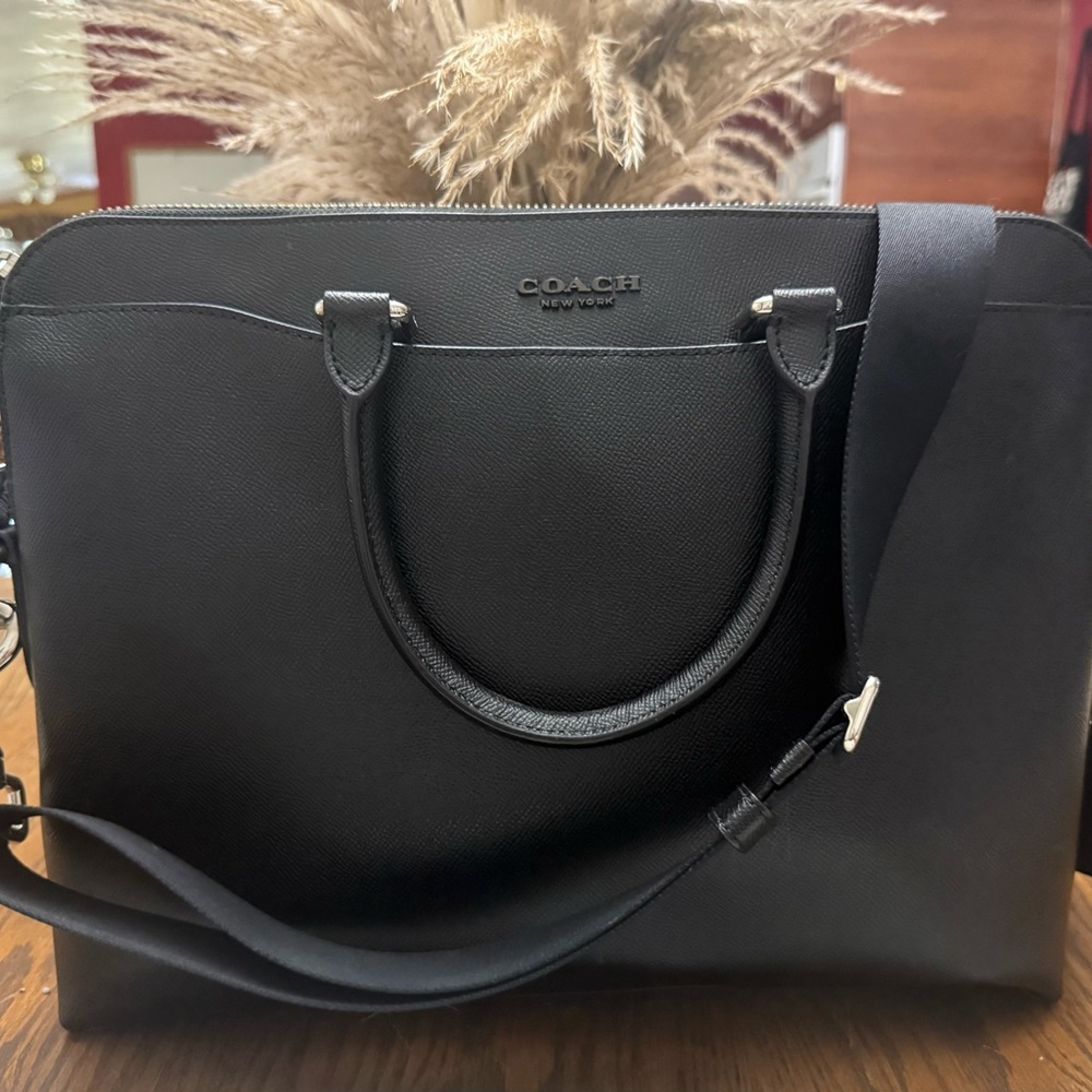 Coach Black Briefcase with Structured Design and Metallic Accents - Picture 2 of 6
